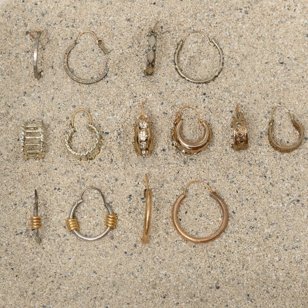 7-Piece Assorted Silver Gold Hoop Earrings